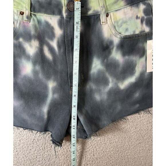 PacSun Jean Shorts Womens Sz 27 Pink Gray Tie Dye High Rise Festival Cut Off - Picture 8 of 12